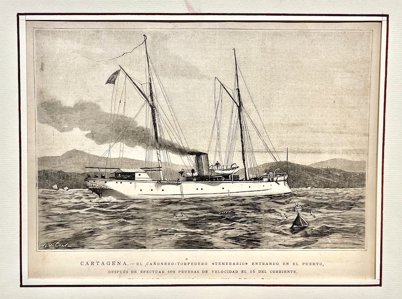 Cartagena, el Cañonero-Torpedero TEMERARIO entrando en el Puerto, después de efectuar sus Pruebas de Velocidad el 16 del Corriente
