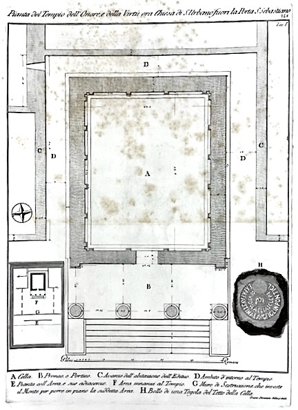 Sciographia Quatuor Templorum Veterum - Pianta del Tempio dell' Onore e della Virtu ora Chiesa di S. Urbano fuori la Porta S. Sebastiano, 148 Tav. I