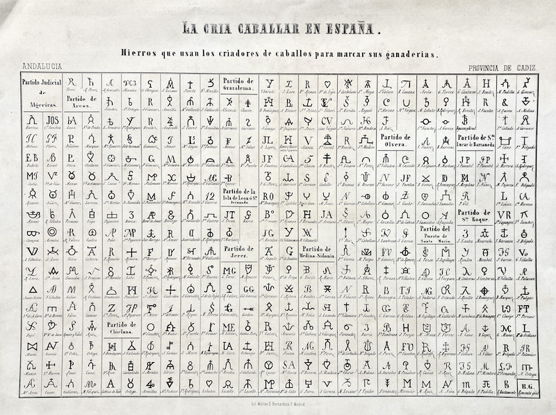 La Cria Caballar en España : Andalucia - Provincia de Cadiz - Hierros que usan los Criadores de Caballos para marcar sus Ganaderias - 2