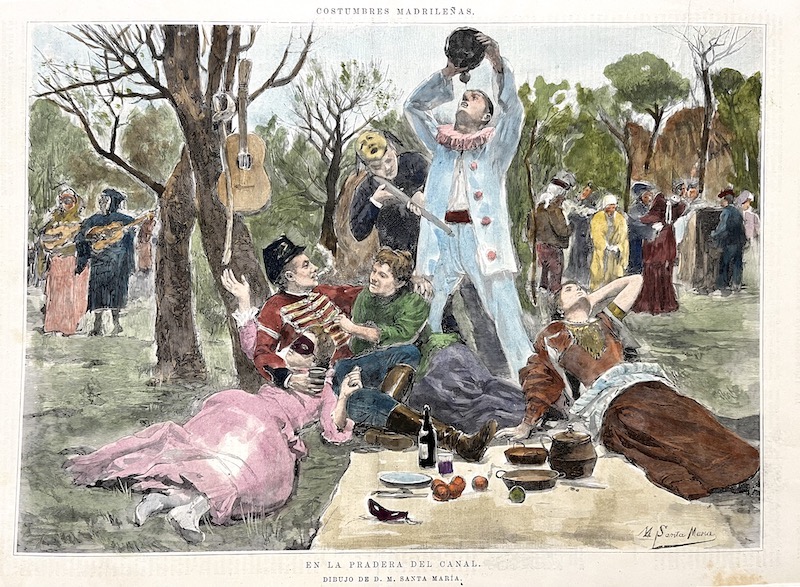 Costumbres Madrileñas - En la Pradera del Canal (Dibujo de D.M. Santa María)