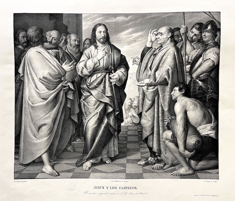 Jesus y los Fariseos - El Cuadro Original existe en el R. Museo de Madrid