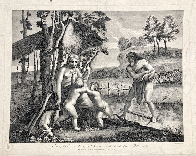 Concepit Heva, et peperit Cain Fratremque ejus Abel, Gen. IV [Eva, Adan, Cain y Abel]