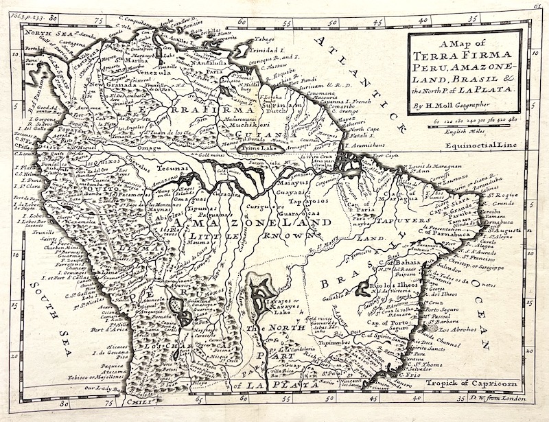A Map of Terra Firma, Peru, Amazoneland, Brasil & the North P. of La Plata