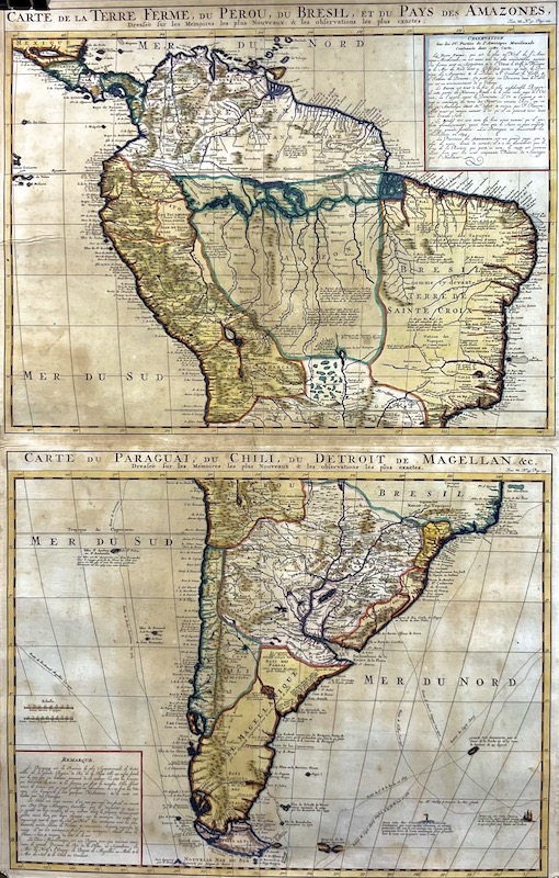 Carte de la Terre Ferme, du Perou, du Bresil, et du Pays des Amazones ; Carte du Paraguai, du Chili, du Detroit de Magellan &c.