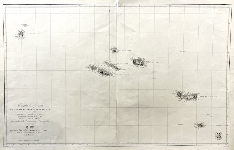 Carta de las Esférica de las Islas Azores o Terceras levantada en 1788