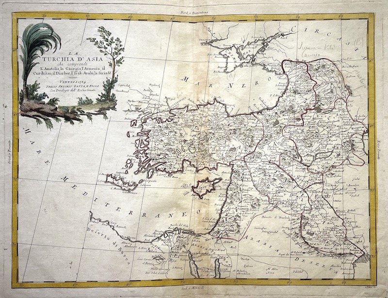 La Turchia d' Asia che Comprende l' Anatolia, la Giorgia, l' Armenia, il Curdistan, il Diarbec, l' Irak-Arabi, la Siria &c. [Turquia]