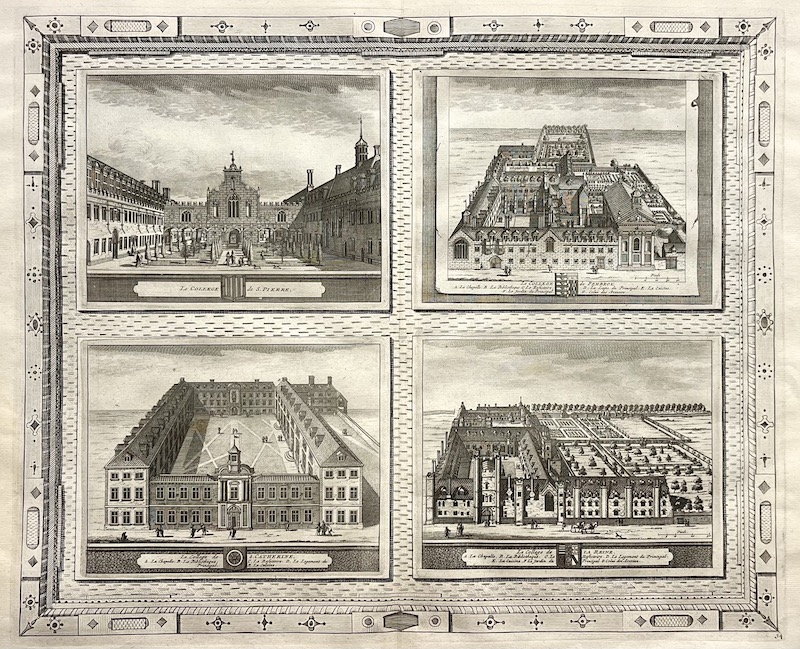 La Galerie Agréable du Monde, Nº 34 - Le College de S. Pierre ; Le College de Pembrok ; Le College de S. Catherine ; Le College de la Reine