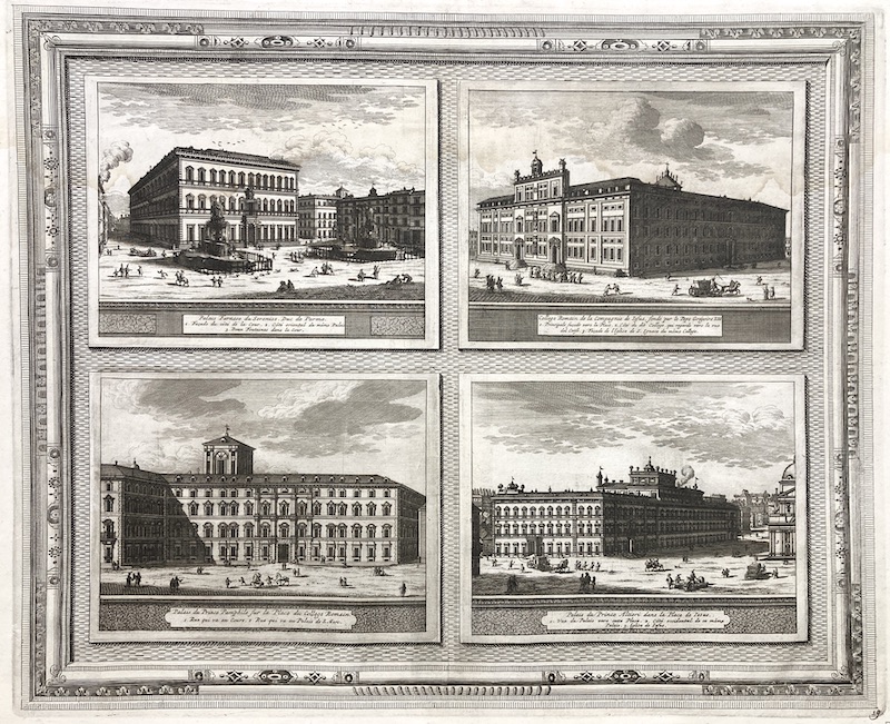 La Galerie Agréable du Monde, Nº 60 - Palais Farnese du Sereniss ; College Romain de la Compagnie de Iesus ; Palais du Prince Pamphile ; Palais du Prince Altieri