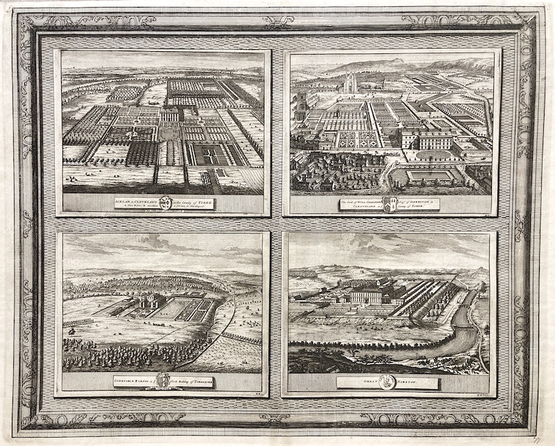 La Galerie Agréable du Monde, Nº 77 - Acklam in Cleveland in the County of Yorke ; The Seat of Will Chaloner Esqr. of Gisbrough in Cleaveland in ye. County of Yorke ; Constable Burton in ye. North Rideing of Yorkshire ; Great Ribston