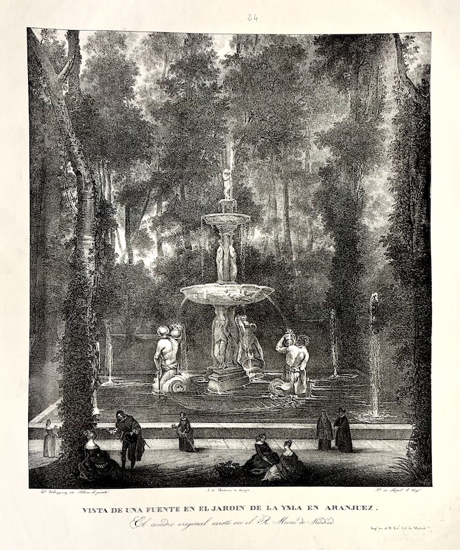 Vista de una Fuente en el Jardin de la Ysla en Aranjuez