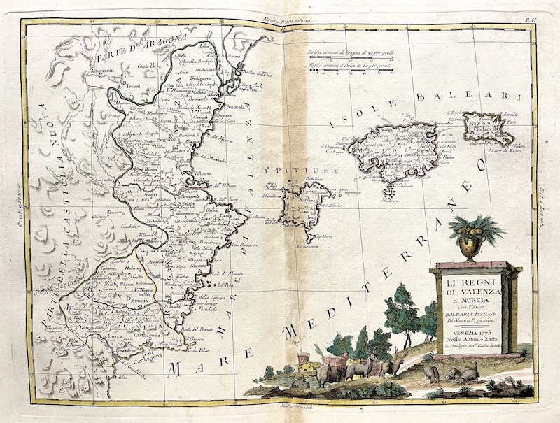 Li Regni di Valenza e Murcia Con l' Isole Baleari et Pitiuse di Nuova Projezione - B. V. [Valencia, Murica, Baleares, Pitiusas]