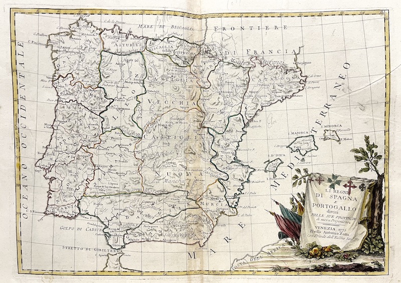 Li Regni di Spagna e Portogallo divisi nelle sue Provincie di Nuova Projezione - B. I. [España, Portugal]